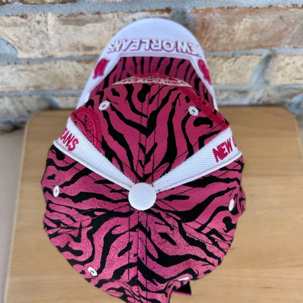 Urban Trendz New Orleans Embroidery Pink‎ Black White Zebra Print Baseball Cap